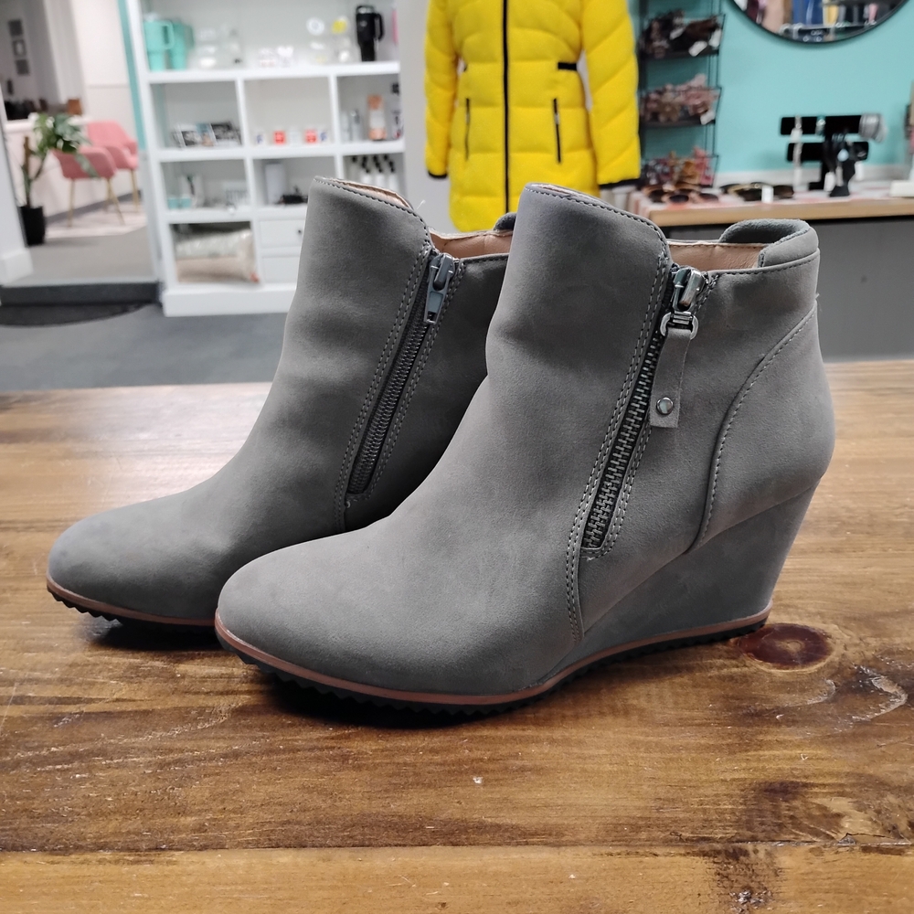 Diba Charcoal Wedge Ankle Boots